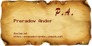 Preradov Andor névjegykártya
